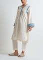 2-Piece Stitched Embroidered suit 2pcs Suit for women Stitched Off-White & Blue ready to wear 2 pc dress. 