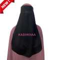 Saudi Arabic Soft Chiffon 3 Layer Niqab with Adjustable Side Elastic, 36 Inch Back Tail, Triple Layer Coverage for Women and Girls Modest Hijab for Arabic, Islamic, Dubai Style. 