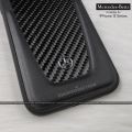 MERCEDESs BENZ Leather Back  Cover CASE BROWN QUILTED MINI STARS PATTERN AND EMBOSSED LINES METAL STAR LOGO for Apple iPhone 13 Pro Max - Black. 