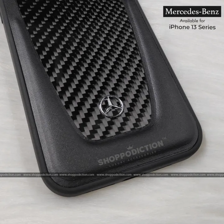 MERCEDESs%20BENZ%20Leather%20Back%20%20Cover%20CASE%20BROWN%20QUILTED%20MINI%20STARS%20PATTERN%20AND%20EMBOSSED%20LINES%20METAL%20STAR%20LOGO%20for%20Apple%20iPhone%2013%20Pro%20Max%20-%20Black%20-%20Image%203