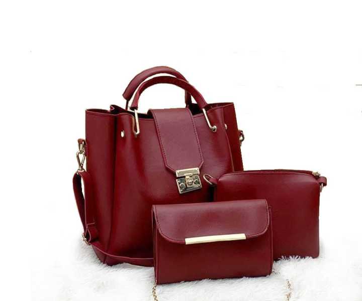 Double Phase PU Leather 3 Pcs Hand Bag Set