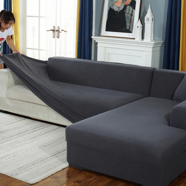 7 Seater  L Shape Sofa Covers - Stretchable - Cotton Jersey - All Formations