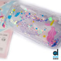 Pack of 2 Cute Unicorn and Flamingo Glitter Liquid Pencil Case High Capacity Pencil Bag Transparent Glitter Pencil case For Girls Pen Box School Supplies| Cute stationary items for girls. 
