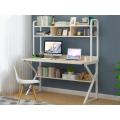 Computer Tables, Metal Frame Wood Home Office Table with 4 Tier DIY Storage Shelves - Laptop PC Desktop Table Study Workstations. 