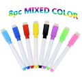【HOT】 8Pcs/Lot Colorful Black School Classroom Whiteboard Pen Dry White Board Markers Built In Eraser Student Children's Drawing Pen. 