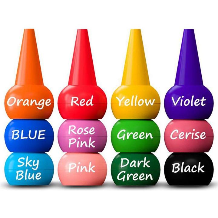 Finger Crayons for Toddlers, 12 Colors Finger Paint Palm Grip Crayons for Babies Toddler Crayons Washable Finger Paint Non toxic Crayons, Kids, Children, Boys and Girls