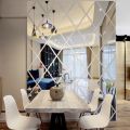 Self-Adhesive Acrylic Mirror Wall Stickers Waterproof Home Decal DIY Decoration Diamond Splicing Movable Mirror Glass Sticker. 