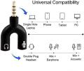 Sounce Audio Jack Headphones with mic, 3.5 mm Jack Splitter 2 Male 1 Female Black (U-Shape)3.5mm U Shape Sound Stereo TRRS Audio Splitter Earphone Jack Adapter 1 Male To 2 Female Stereo Converter For Mobile/PC. 