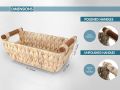 ADO Basics Water Hyacinth Hand Woven Basket with Stain Resistant Polished Wooden Handles, Toilet Paper Storage Wicker Baskets 12" Length, 6.29" Width, 4.25 Height, Tokri. 