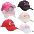 Outdoor Shading Barbie Pink Baseball Caps Curved Brim Embroidery Letter Adjustable Girls Hats Fashion Accessories. 