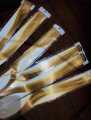 5 pieces blonde-golden single clip hair extension for girls. 
