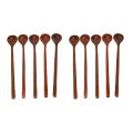 10 Pieces Korean Style 10.9 inches 100% Natural Wood Long Handle Round Spoons (Korean Style Soup Spoon). 