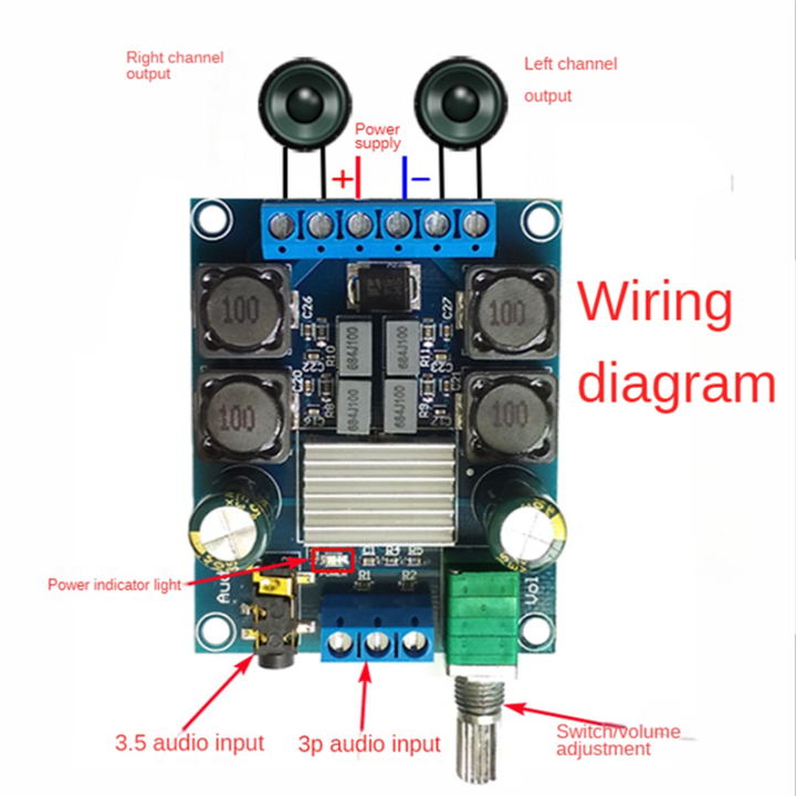 XY-502 Digital Power Amplifier 2-Channel Stereo High-Power 2X50W