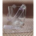Glass Ice Bucket with Transparent Plastic Tong. 