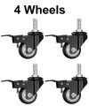 Stem Casters 2", Bolt M12xL25mm, Heavy Duty Swivel Stem Casters with Brake Lock PU Foam Quite Mute No Noise Castors Wheels Double Bearings. 