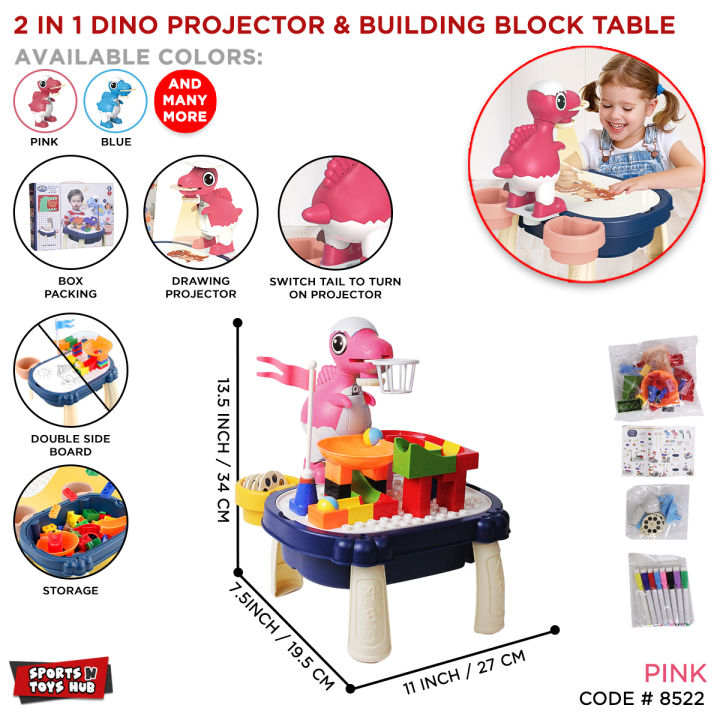 Drawing Projector Table Toy Projection Machine Electric Dinosaur Small Ball Shooting Game Decool Building Blocks Bricks Painting Board Doodle Tables Educational Toys For Toddlers & Kids Preschooling Early Age Learning Playset Best Gift For Children & Kid