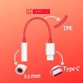 Original Oneplus Earphone Jack Adapter Type-C to 3.5mm Headphone Convertor Cable - Audio Jack Adapter. 