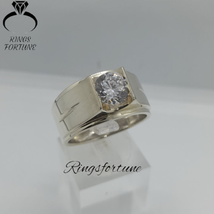 Cubic Zirconia Ring For Men 925 Sterling Silver Diamond Style