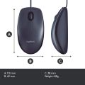 (Without Box ) Logi-tech B100/ m90 M100 M-U0026 Wired USB Mouse, 2-Buttons, Optical Tracking, Ambidextrous PC / Mac / Laptop OPTICAL USB MOUSE - Black. 