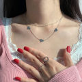 Light luxury three love necklace Korean girl exquisite fine chain collarbone chain. 