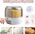 Grain storage box for kitchen, 360° Rotating Food Dispenser, Multi Grid Rice Storage Box with Easy One Click Dispensing for Kitchen Organization, Rice Dispenser for home uses. 