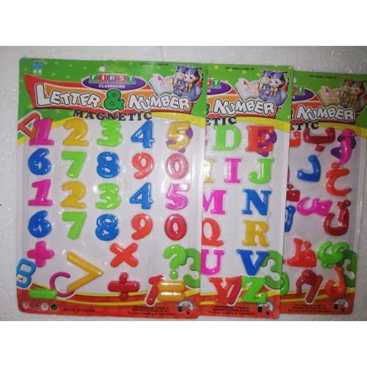 Pack Of Three Large Size Magnetic Alphabet Letters, Numbers &Amp; Urdu Refrigerator Magnets Learning Toy/Plastic/Jumbo/Uppercase/Font