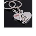 1 Pair Couple Love Heart Musical Note key chain. 