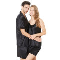 Customized Korean Satin Silk Couple Pajama Sets Soft, Trendy, Stylish Sleepwear for Men and Women Black Satin Nightwear, Nightdress. 