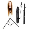 Hair Dummy Stand Tripod Training Mannequin Head Holder Iron Display Hair Stand Black. 