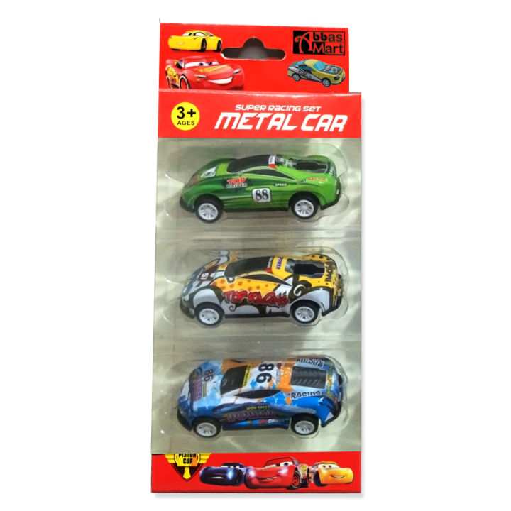 3 Pcs Set - Alloy Tin Metal Pullback Car Toy Vehicle - Colorful Pullback Die Cast Cars Toys For Kids Boys Baby and Girls