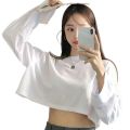 DROP SHOULDER OVERSIZED CROP TEE-WHITE. 