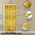 Happy Anniversary Gold & Black Decoration Set With Banner Curtain & Balloons. 
