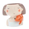 1xResin Cute Girl Succulent Planter Bonsai Pot Flowerpot Box Planter A. 