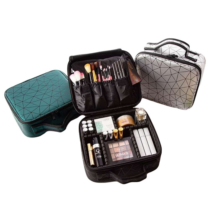 PU Leather Cosmetic Organizer Storage Box Travel Bag