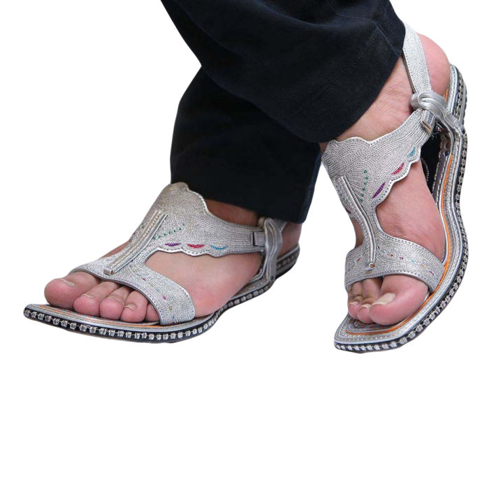 White Lawa chappal Hand made for men