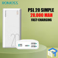 "Romoss PSL20 20000mAh Power Bank – 22.5W Fast Charging, PD & QC3.0, Dual Input/Output for All Devices". 