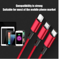 Original 3 in 1 fast charging usb cables for mobile phones | one drág three data cable for apple îphóné Android Type-C braided line usb cable 3 in 1 | Multi Function Charging Data Cable High Quality Adápter Cable For apple, type-C Use. 