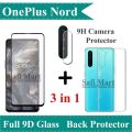 OnePlus Nord Complete Black 9D 6D 5D 10D 21D 11D Tempered Glass Full Glue Screen Guard + Back Jelly Protector Hydrogel Soft Film Protection + 9H Flexible Camera Lens Protector For 1+Nord - Transparent. 
