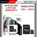 Kingston Memory Card Micro SD 64/128/256/512 GB - Lifetime Warranty - Canvas Select Plus. 
