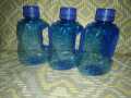 3 Small Size Water Bottles Each 750ml Transparent Plastic (Multicolours). 