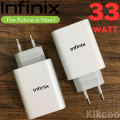 Infinix 33W Fast Charger Infinix 33 Watt 100% Original Fast Charger Box Pulled - infinix 33 watt charger original Flash Adapter With 6A Type C Cable & Without Cable For Infinix Note 10, 10pro, Note 11, 11pro, Note 12, Hot 30, Zero 8. 