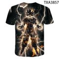 Animation dragon ball 3D printed casual sports youth round neck breathable short sleeve T-shirt. 