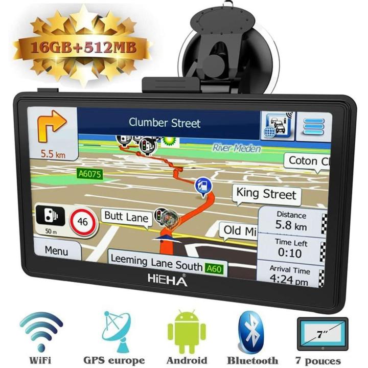 Hieha 7 inch Truck Car GPS SAT NAV Satellite Navigation System Navigator Speed Cam POI MP3  4K VIDEO PLAYER FM Radio with WINDOWS OFFICE  And Free Lifetime PAkistan Voice Support UK, EU map updates，49 countries' 2D/3D Maps