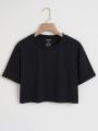 Pack of 4 Premium Quality Plan Crop T Shirt Crew Neck Half Sleeves Crop Top for Girls Crop Top for Women Crop Top for Ladies. 