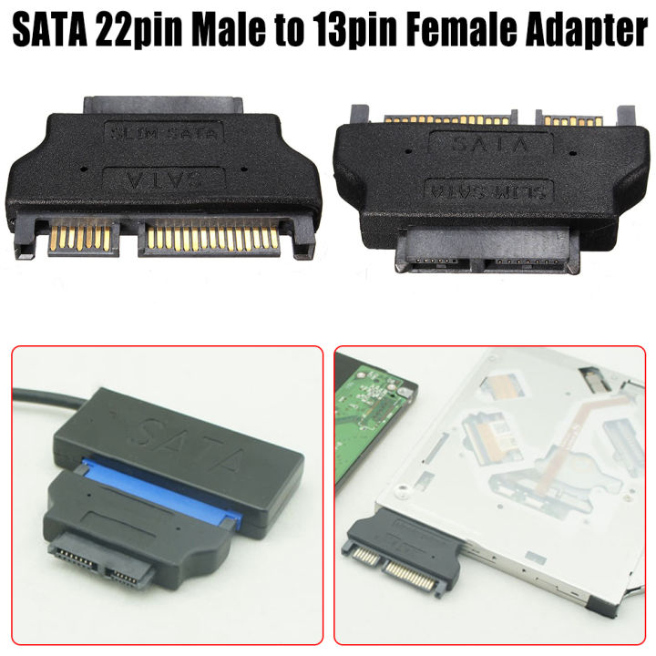 Slimline SATA AdapterATA 7+15 22pin Male to Slim 7+6 13pin Female Adapter for Desktop Laptop HDD CD-ROM Hard Disk Drive