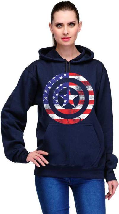 CARTOON navy Blue New Fashion Printed Fleece High Quality Hoodie For Womens