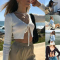 ♡Oriental-beauty Ladies Front Tie Up Cropped Bolero Shrug Womens Wrap Open Cardigan Top. 