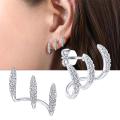 Huitan Silver Color Claws Stud Earrings with Crystal AAA CZ Stone Modern Design Fashion Versatile Accessories Women 2022 Jewelry. 