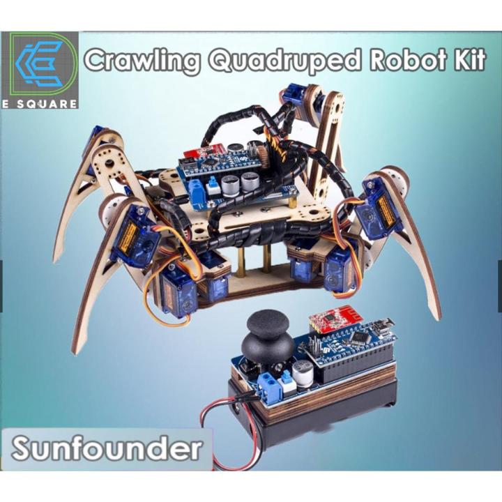 SunFounder STEM Learning Kit Quadruped Robot V2.0 with Remote Control DIY Acrylic Kits for Kids  for Arduino Nano Servo Motor