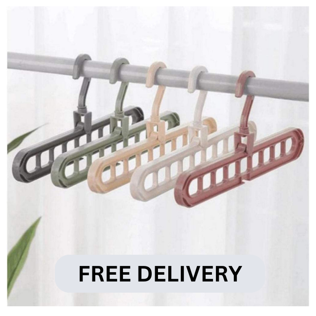 Pack of 1 - 9 Hole Hanger Multiple Port 360 Rotating Plastic Storage Clothes Hanger Space Saving Hanger Organizer Multi-Purpose Clothes - FREE DELIVERY